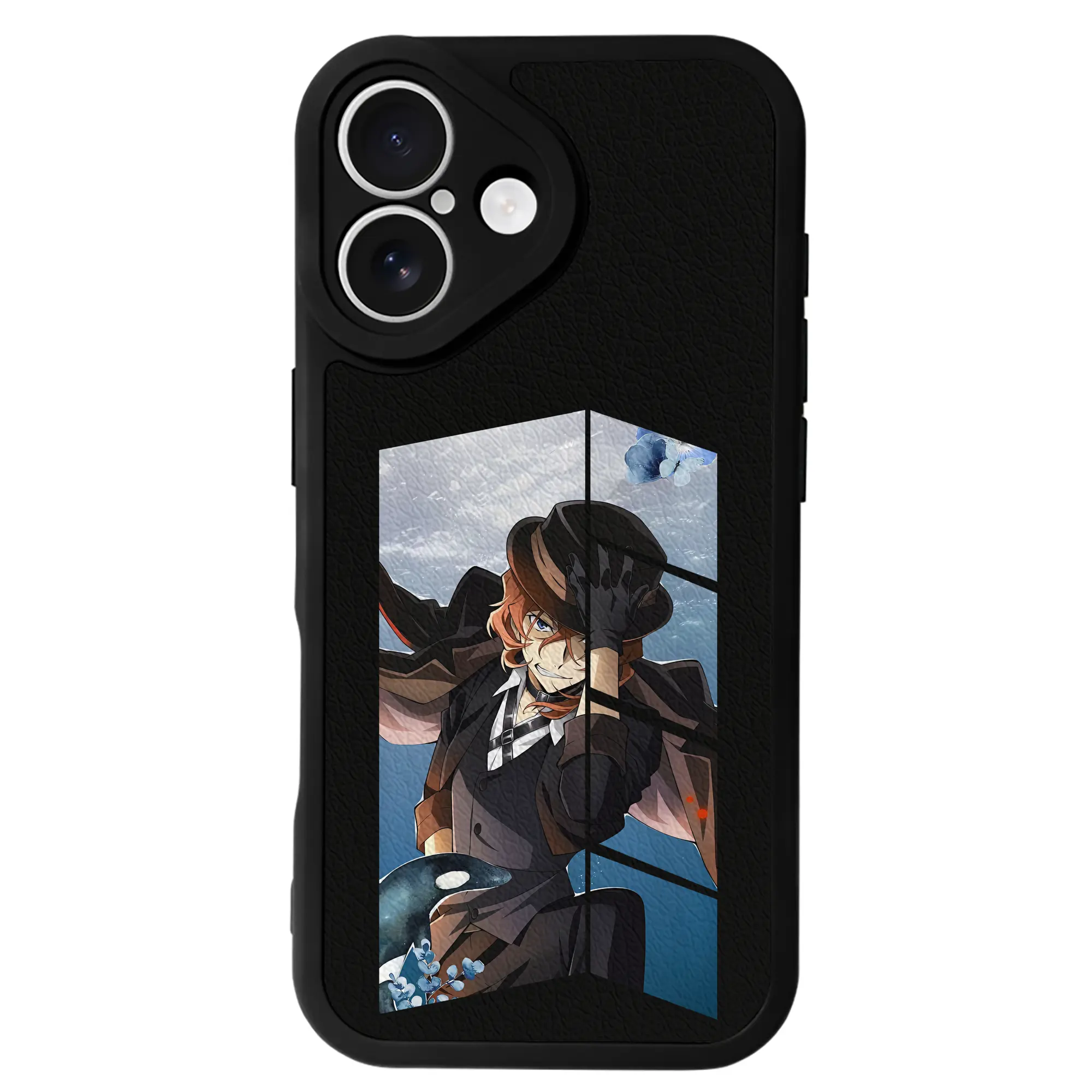 文豪ストレイドッグス グッズ,中原中也 - IPhone 16シリーズ対応 ・ シリコンスマホケース ・ レザー調 ・ 高精度フィット ・ 耐衝撃 ・ ワイヤレス充電対応 ・ 精密カット